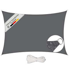 Sunula Sonnensegel 2x3m wasserdicht ohne Mittelnaht – PES 160g/m², UV-Schutz 95% UPF50+, reißfest & wetterfest mit Lotus-Effekt, Rechteckig für Balkon, Terrasse & Garten (Anthrazit)