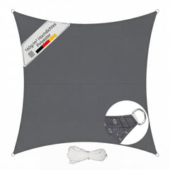 Sunula Sonnensegel wasserdicht Quadratisch – PES 160g/m² mit heißversiegelter Naht, UV-Schutz 95% UPF50+, reißfest & wetterfest mit Edelstahl-D-Ringen für Balkon, Terrasse & Garten (Anthrazit)