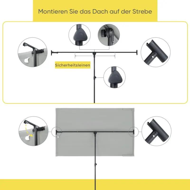Sekey 180 x 130 cm Balkonschirm Rechteckig, Individuell Verstellbar, Sonnenschutz UV50+ Sekey