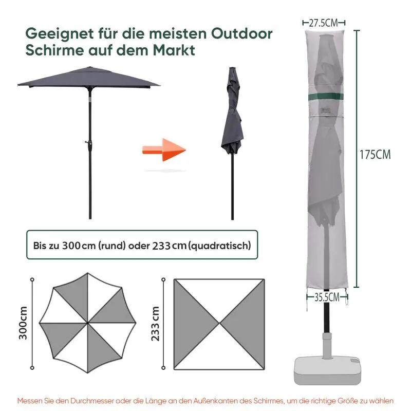 Sekey 175 x 27,5/35,5 cm Schutzhülle für 300 cm Sonnenschirm, aus Polyester-Gewebe Sekey