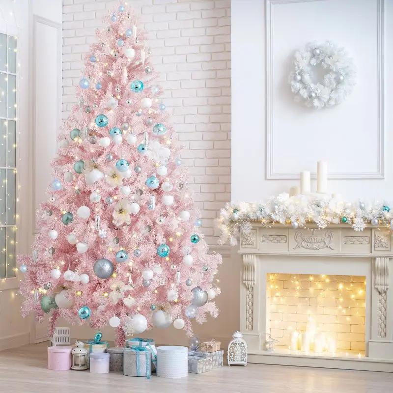 Salcar 180cm Künstlicher Weihnachtsbaum Rosa Weihnachtsbaum, Nordmanntanne, mit 735 Spitzen Salcar