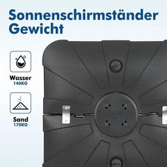 Sekey 4-teilig Schirmgewicht für Ampelschirm mit Rolle, befüllbar bis 150 kg Sekey