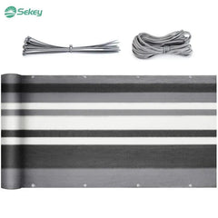 Sekey Balkon Sichtschutz aus 220 g/m² HDPE, Grau-weiß-schwarz gestreif Sekey