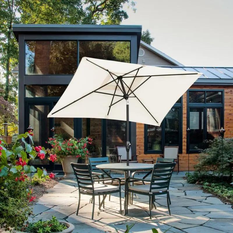 Sekey 210 x 140 cm Alu Sonnenschirm mit Kurbel, Sonnenschutz UV50+ Sekey