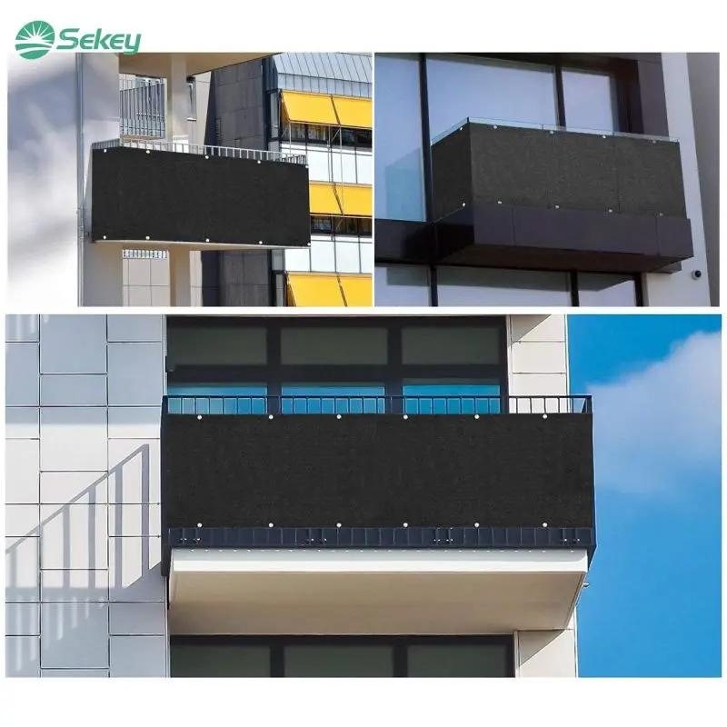 Sekey Balkon Sichtschutz aus 220 g/m² HDPE, Schwarz Sekey