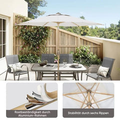 Sekey 210 x 140 cm Alu Sonnenschirm mit Kurbel, Sonnenschutz UV50+, aus Holz-Metall Sekey