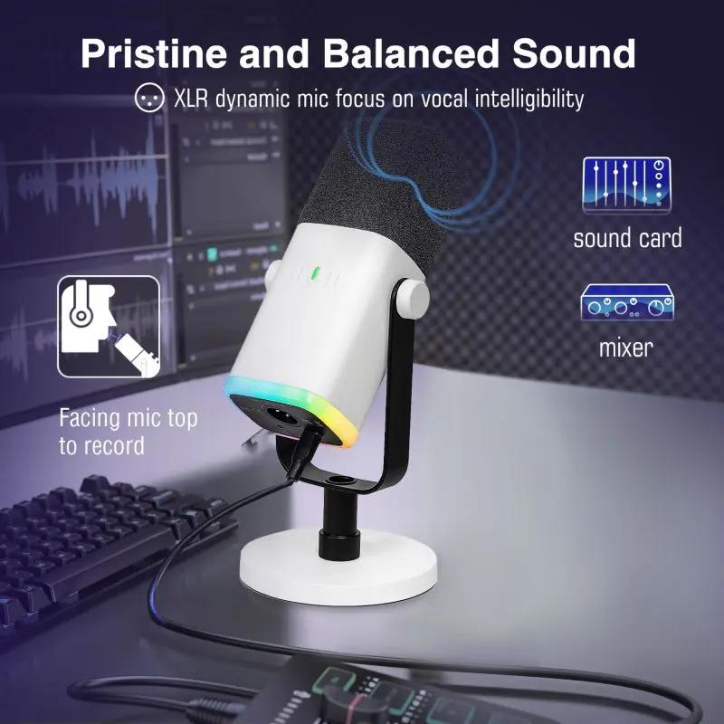 Fifine USB / XLR Dynamisch Mikrofon mit Stummschalttaste und Kopfhörerbuchse, AM8 Sekey