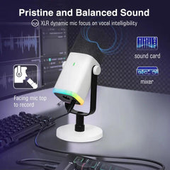 Fifine USB / XLR Dynamisch Mikrofon mit Stummschalttaste und Kopfhörerbuchse, AM8 Sekey