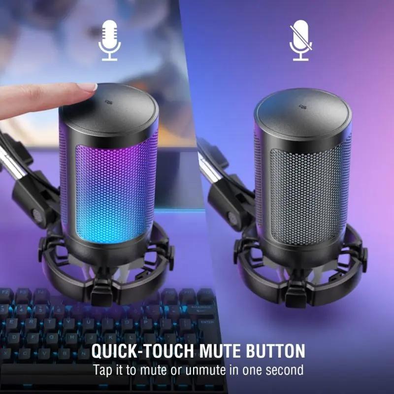 Fifine USB Kondensator Mikrofon mit Arm und Stummschalttaste, A6T Sekey