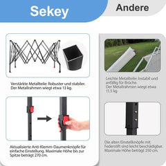 Sekey 300 x 300 cm Faltpavillon mit 4 Sandsäcken und Tragetasche Sekey