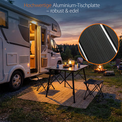 Sekey Campingtisch Aluminium Faltbar 72x69 cm – Ultraleichter Klapptisch Höhenverstellbar 46–66 cm, Wetterfest Balkontisch & Gartentisch mit Tragetasche
