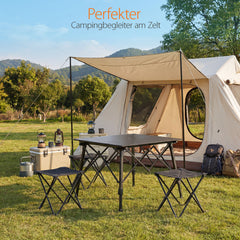 Sekey Campingtisch Aluminium Faltbar 72x69 cm – Ultraleichter Klapptisch Höhenverstellbar 46–66 cm, Wetterfest Balkontisch & Gartentisch mit Tragetasche