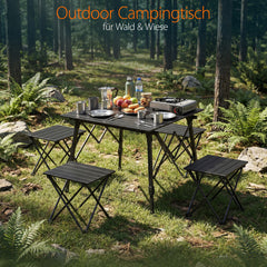 Sekey Campingtisch Aluminium Faltbar 72x69 cm – Ultraleichter Klapptisch Höhenverstellbar 46–66 cm, Wetterfest Balkontisch & Gartentisch mit Tragetasche