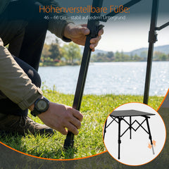 Sekey Campingtisch Aluminium Faltbar 72x69 cm – Ultraleichter Klapptisch Höhenverstellbar 46–66 cm, Wetterfest Balkontisch & Gartentisch mit Tragetasche