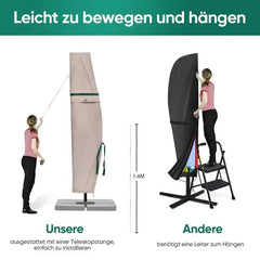 Sekey 260 x 40/70/50 cm Schutzhülle für 300 cm Ampelschirm, aus Polyester-Gewebe Sekey