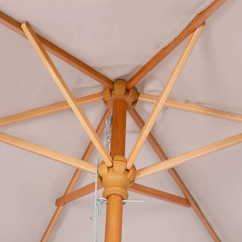 Sekey 220 cm Holz Sonnenschirm mit Fransen, Sonnenschutz UV50+ Sekey