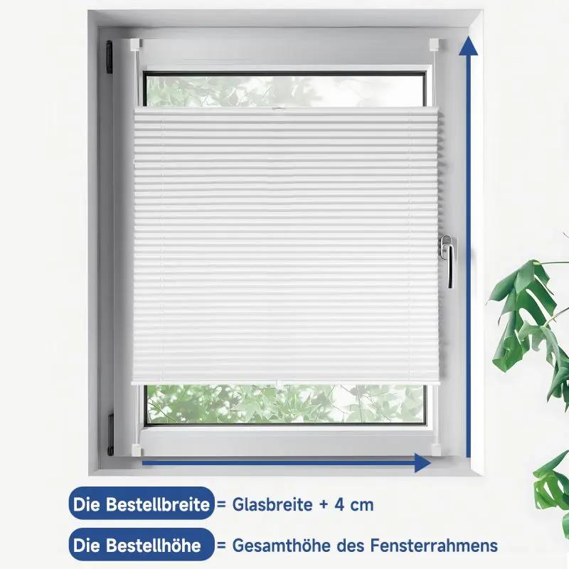 Sekey Plissee ohne Bohren, 100% Verdunkelung,Weiß Sekey