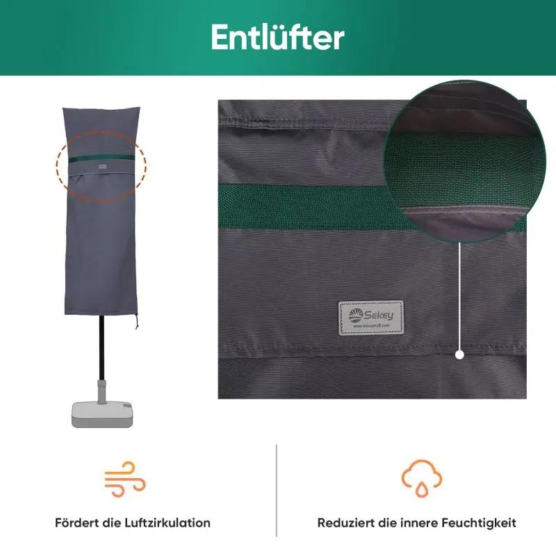 Sekey 160 x 62 cm Schutzhülle für Doppelsonnenschirm, aus Polyester-Gewebe Sekey