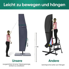 Sekey 260 x 40/70/50 cm Schutzhülle für 300 cm Ampelschirm, aus Polyester-Gewebe Sekey