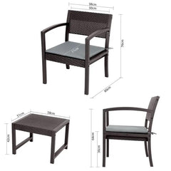Sekey 3-teilig Gartenmöbel Set, 2 Gartenstühle und Gartentisch Sekey
