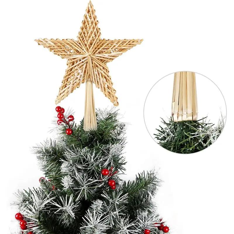 Salcar Christbaumspitze Strohstern Weihnachtsbaum Dekoration für Weihnachten, Tannenbaumspitze für den Christbaum, 25cm Salcar