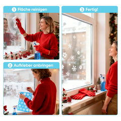 Salcar Fensterbild Weihnachten – Selbstklebende Fensteraufkleber für Winterdeko, Beidseitig sichtbar, Wiederverwendbar – Tannenbäume, Schneeflocken & Rentiere