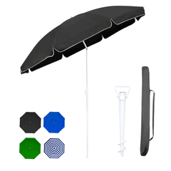Sekey Sonnenschirm Ø160 cm rund mit Tragetasche & Bodenhülse, für Balkon & Strand Sekey
