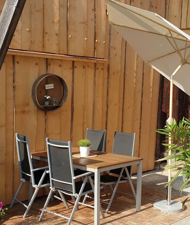 Sekey 300 cm Sonnenschirm mit Kurbel, Sonnenschutz UV50+, aus Holz-Metall Sekey