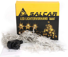 Salcar 3,2 x 0,8 m LED Lichtervorhang mit 18 Schneeflocken, 108 LEDs, 31V GS-zertifizierte Stromversorgung Salcar
