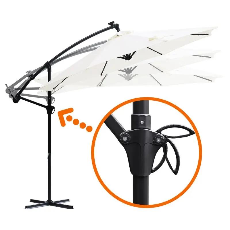 Sekey 300 cm Ampelschirm mit LED Solar Beleuchtung, Sonnenschutz UV50+ Sekey