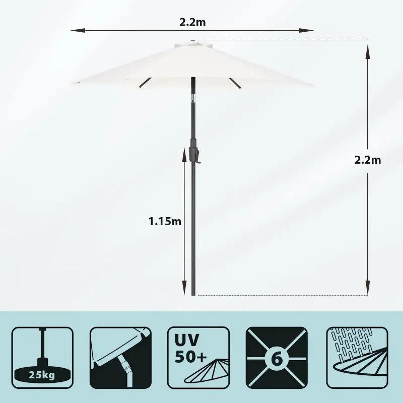 Sekey 220 cm Sonnenschirm mit Kurbel und Auto Kippen, Sonnenschutz UV50+ Sekey
