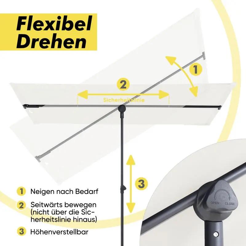 Sekey 180 x 130 cm Balkonschirm Rechteckig, Individuell Verstellbar, Sonnenschutz UV50+ Sekey