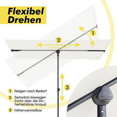 Sekey 180 x 130 cm Balkonschirm Rechteckig, Individuell Verstellbar, Sonnenschutz UV50+ Sekey