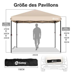 Sekey 300 x 300 cm Faltpavillon mit 4 Sandsäcken und Tragetasche Sekey