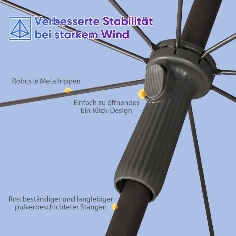 Sekey 200 cm Sonnenschirm mit Schutzhülle, Sonnenschutz UV50+ Sekey