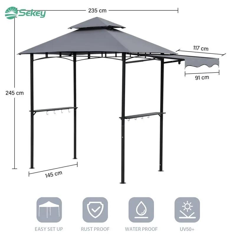 Sekey Grill Pavillon mit mit klappbaren Seitenteil 235 x 145cm Sekey