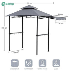 Sekey Grill Pavillon mit mit klappbaren Seitenteil 235 x 145cm Sekey