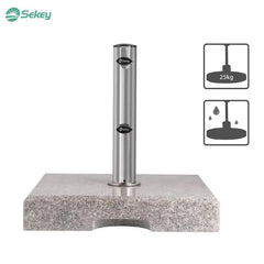 Sekey 25 kg Granit Sonnenschirmständer Eckig, für Schirmstock Ø 22 - 38 mm Sekey