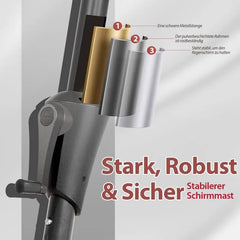Sekey 270cm Sonnenschirm mit Kurbel, Knickbar im Sitzen, Sonnenschutz UV50+ Sekey