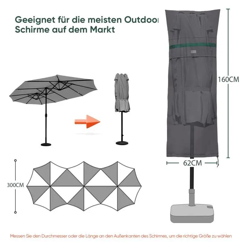 Sekey 160 x 62 cm Schutzhülle für Doppelsonnenschirm, aus Polyester-Gewebe Sekey
