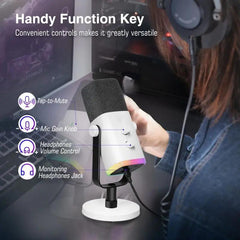 Fifine USB / XLR Dynamisch Mikrofon mit Stummschalttaste und Kopfhörerbuchse, AM8 Sekey