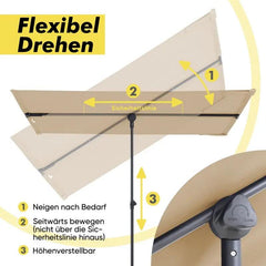 Sekey 180 x 130 cm Balkonschirm Rechteckig, Individuell Verstellbar, Sonnenschutz UV50+ Sekey