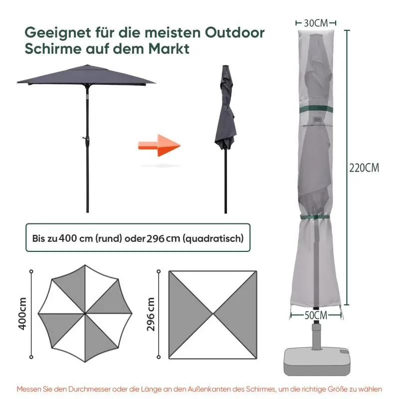 Sekey 220 x 30/50 cm Schutzhülle für 400 cm Sonnenschirm, aus Polyester-Gewebe Sekey