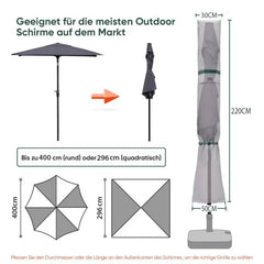 Sekey 220 x 30/50 cm Schutzhülle für 400 cm Sonnenschirm, aus Polyester-Gewebe Sekey