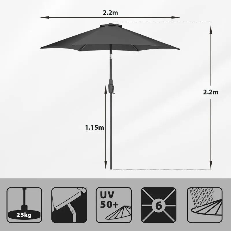 Sekey 220 cm Sonnenschirm mit Kurbel und Auto Kippen, Sonnenschutz UV50+ Sekey