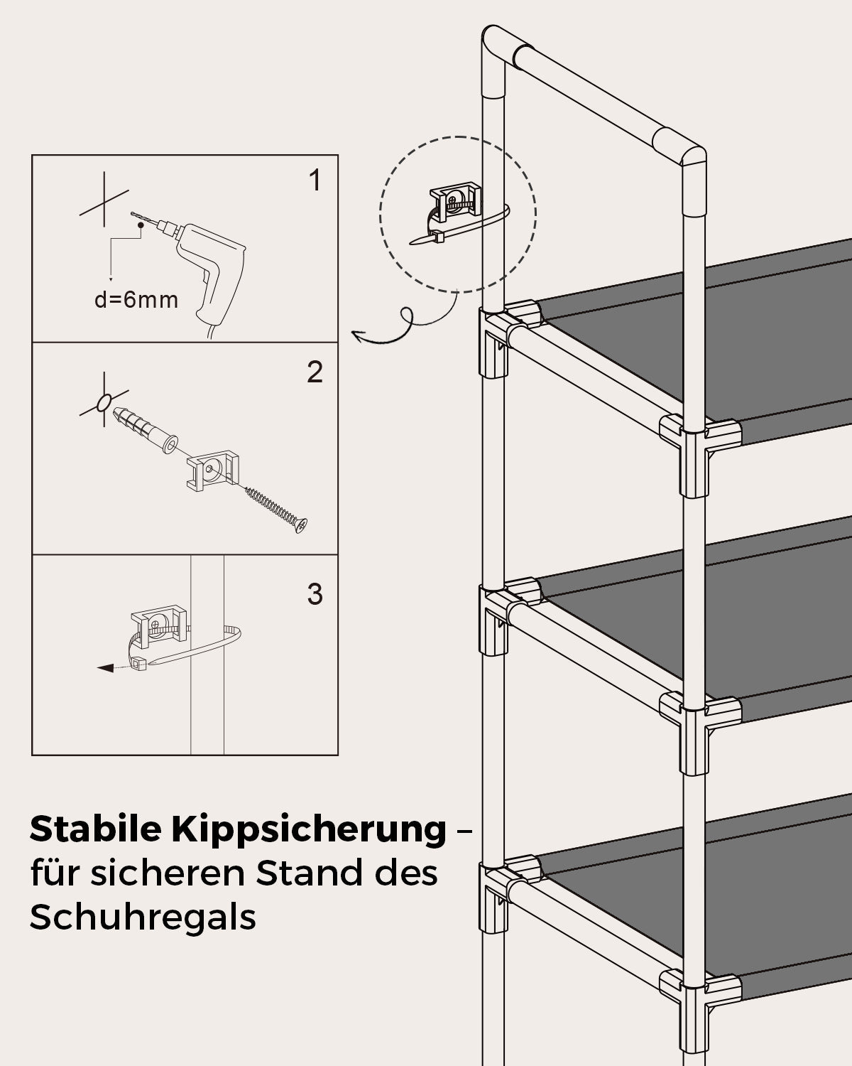 Sekey Schuhregal mit 10 Ebenen – Schmal, stabil & platzsparend, Metallgestell mit Vliesstoffablagen, ideal für Flur & kleine Räume SEKEYMALL