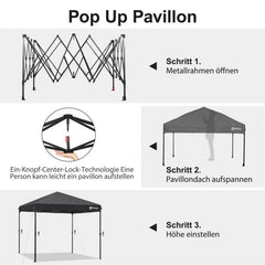 Sekey 300 x 300 cm Faltpavillon mit 4 Sandsäcken und Tragetasche Sekey