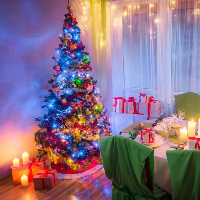 Salcar 2 m LED Lichterkette für Weihnachtsbaum, mit 8 Strängen, 280 LEDs, 31V GS-zertifizierte Stromversorgung Salcar