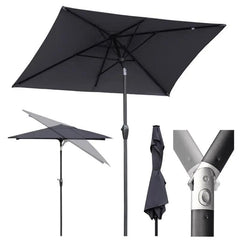 Sekey 210 x 140 cm Alu Sonnenschirm mit Kurbel, Sonnenschutz UV50+ Sekey