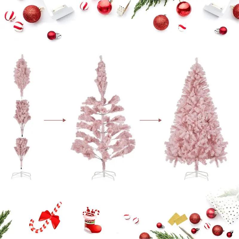 Salcar 180cm Künstlicher Weihnachtsbaum Rosa Weihnachtsbaum, Nordmanntanne, mit 735 Spitzen Salcar